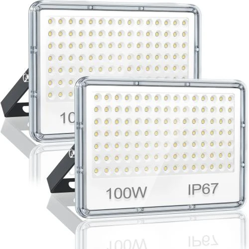 Projecteur LED Extérieur 100W, 10000LM, IP67, Lot de 2 - Vue principale