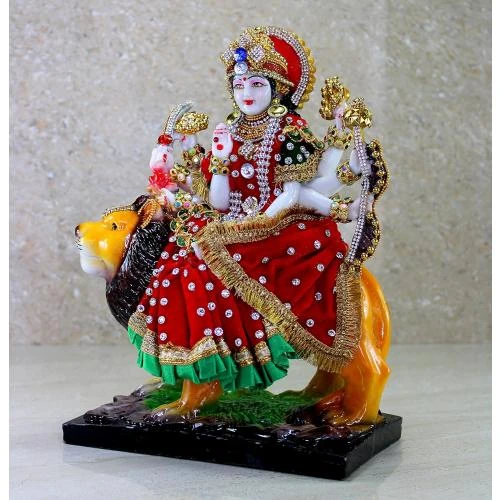 Zoom sur Maa Durga Murti, Statue Résine, Décor Pooja, Sculpture