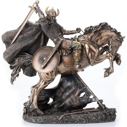 Statue Guerrier Viking Veronese Design, Sculpture Cheval - Vue principale