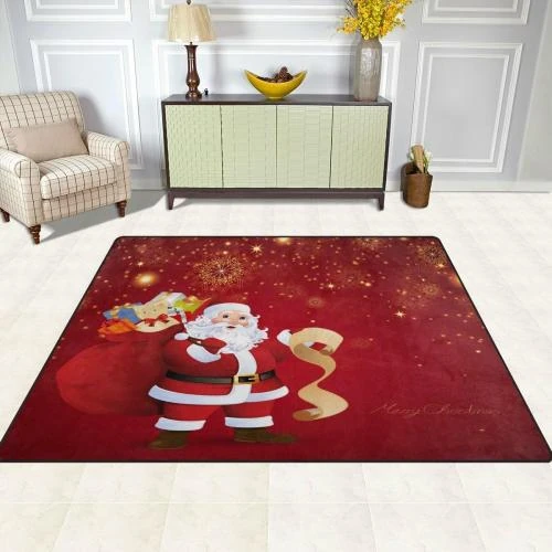 Zoom sur Tapis multicolore motif Père Noël, feu d'artifice