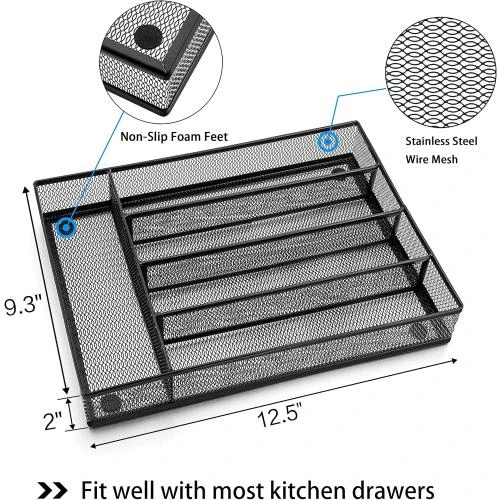 Zoom sur Couvert carré en acier inoxydable, 40 pièces, poli miroir
