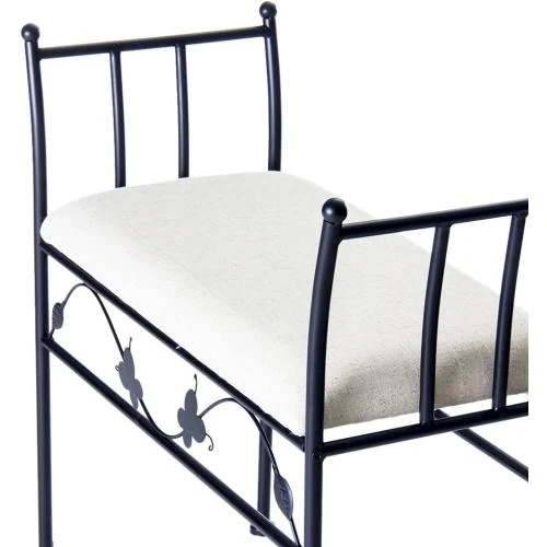 Zoom sur Banquette Pied de Lit Romantique Lolahome, Noir, Métal