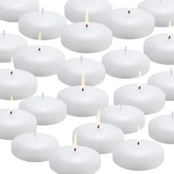 Bougies flottantes blanches non parfumées Flamecan, lot 12