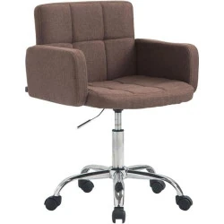 Tabouret de Travail CLP, Tissu, Pivotant 360°, Marron