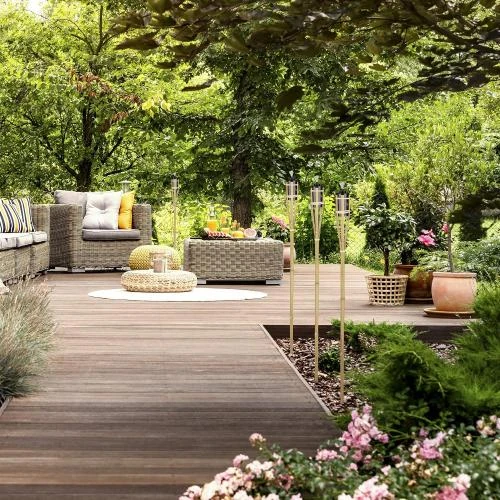 Zoom sur Torches de Jardin Bambou, Lot de 20, Éclairage Ambiance