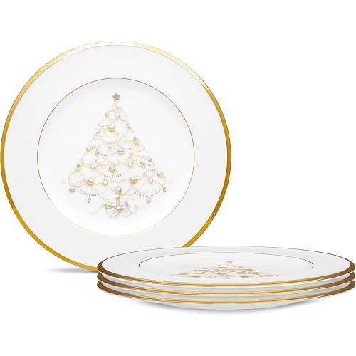 Présentation de Présentation Noritake Palace Christmas, Assiettes dorées, Lot 4