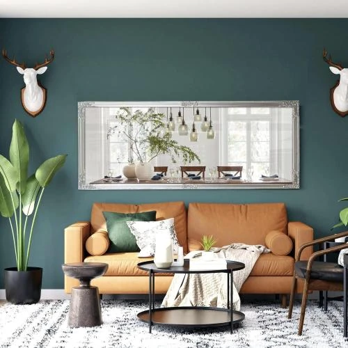 Détail de Miroir Mural Biscottini Baroque Vintage Argenté 180 cm