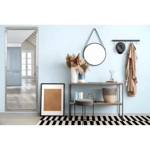 Zoom sur Miroir Mural Biscottini Baroque Vintage Argenté 180 cm