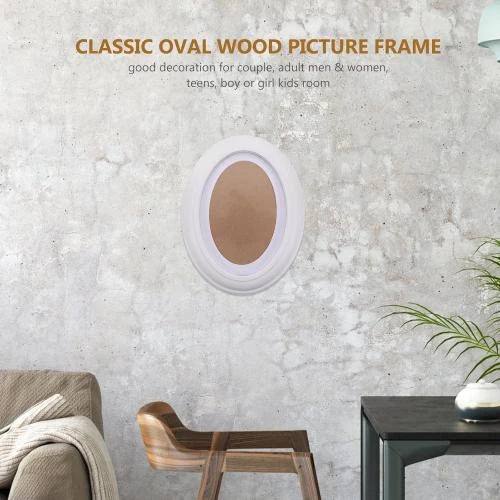 Zoom sur Cadre Photo Ovale Bois Vosarea, Décoration Maison, Blanc