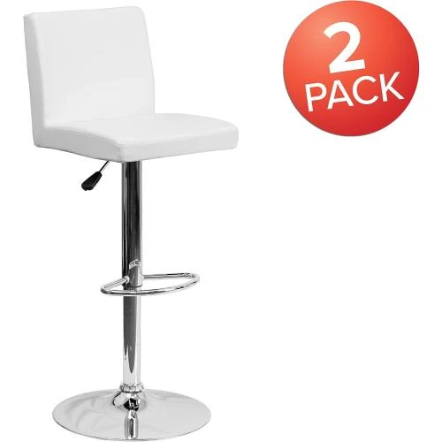 Zoom sur Tabourets de Bar Contemporains Vinyle Blanc Flash Furniture