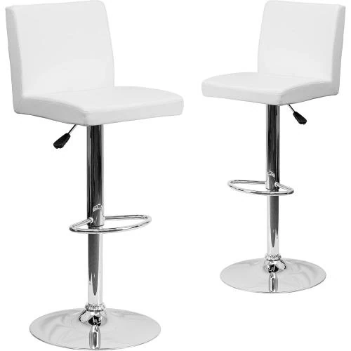 Tabourets de Bar Contemporains Vinyle Blanc Flash Furniture - Vue principale
