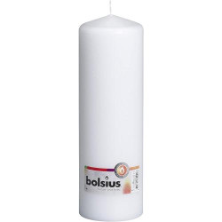 Présentation Bougies pilier Bolsius blanches, lot de qualité supérieure
