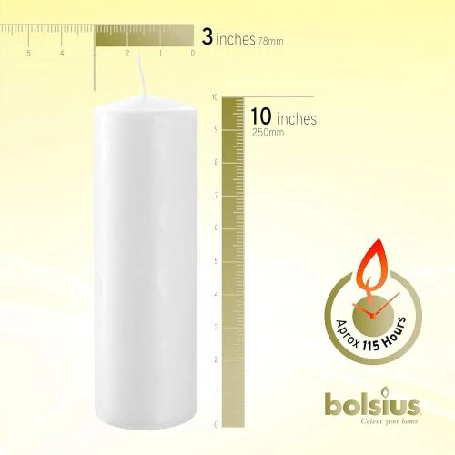 Détail de Bougies pilier Bolsius blanches, lot de qualité supérieure