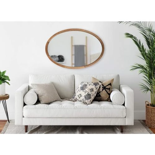 Zoom sur Miroir mural ovale Kate and Laurel, marron rustique, Farmhouse