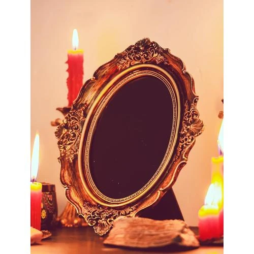 Détail de Miroir de sorcière noir, outils de scrying, décoratif antique