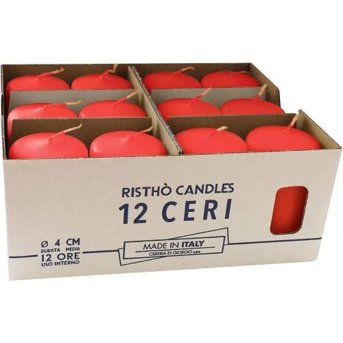 Zoom sur Bougies rouges Cereria di Giorgio, lot de 12 pièces