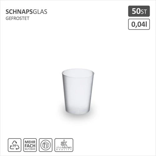 Détail de Verres à liqueur incassables Silverkitchen, 50 gobelets transparents
