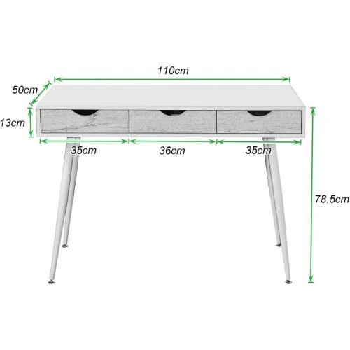 Zoom sur Bureau informatique bois, acier, design scandinave, blanc