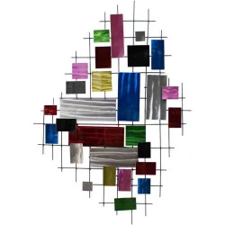Sculpture Murale Métal, Décoration XXL, Abstrait Coloré