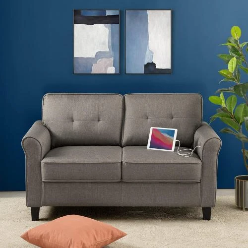 Zinus Sayan Canapé USB, Style Années 50, Gris Sable - Vue principale