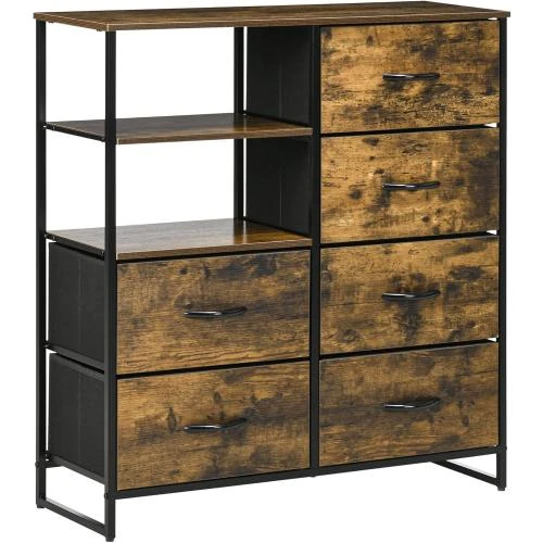 Commode Rangement Industriel, Buffet 6 Tiroirs, Acier, Bois - Vue principale