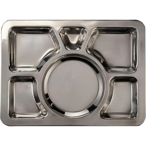 Assiette rectangulaire Thali acier inoxydable, Indian Tiffin - Vue principale