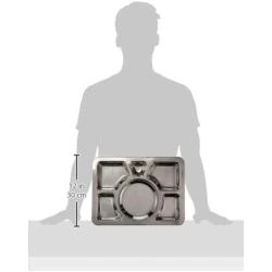 Assiette rectangulaire Thali acier inoxydable, Indian Tiffin en situation