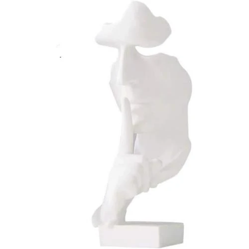 Asng Sculpture Abstraite Homme, Statue Penseur Blanc - Vue principale
