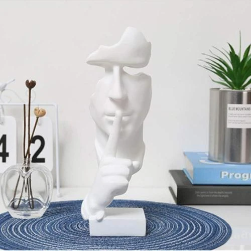 Détail de Asng Sculpture Abstraite Homme, Statue Penseur Blanc