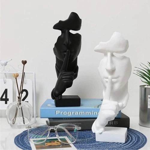Zoom sur Asng Sculpture Abstraite Homme, Statue Penseur Blanc