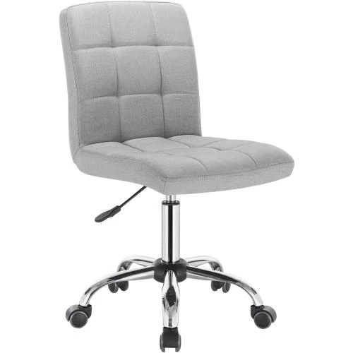 Chaise de Bureau Ergonomique Pivotante, Lin Gris Clair - Vue principale