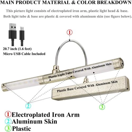 Détail de Lampe LED rotative sans fil, télécommande, applique murale