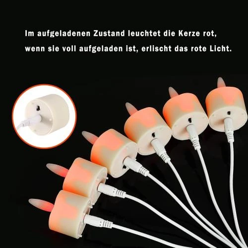 Zoom sur Bougies LED Rechargeables USB, Télécommande, Flamme Vacillante