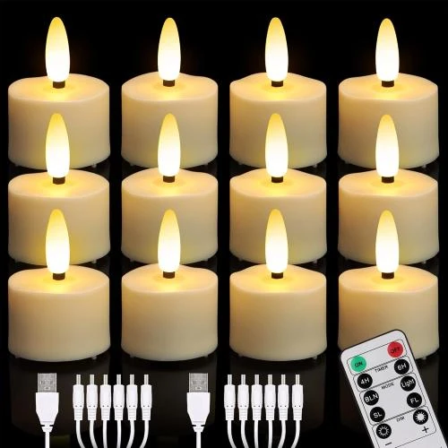 Bougies LED Rechargeables USB, Télécommande, Flamme Vacillante - Vue principale
