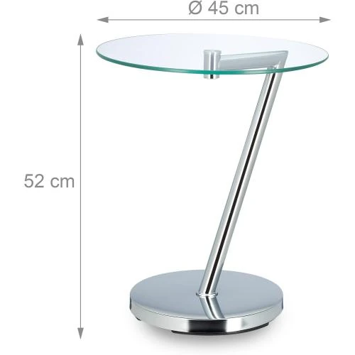 Zoom sur Table d'appoint ronde verre clair, argentée, café console