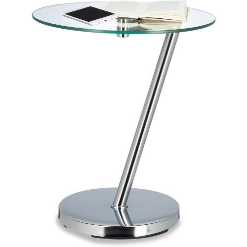 Table d'appoint ronde verre clair, argentée, café console - Vue principale