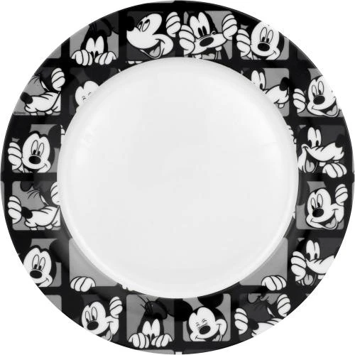 Assiettes à dîner Mickey, lot de 4, motif grille - Vue principale