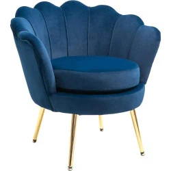 Fauteuil Vintage Velours Bleu Homcom, Design Élégant
