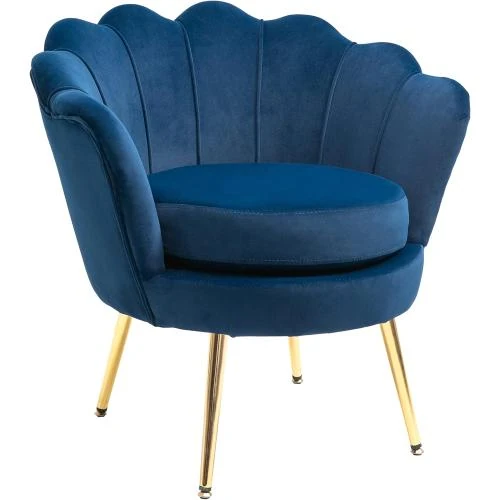 Fauteuil Vintage Velours Bleu Homcom, Design Élégant - Vue principale