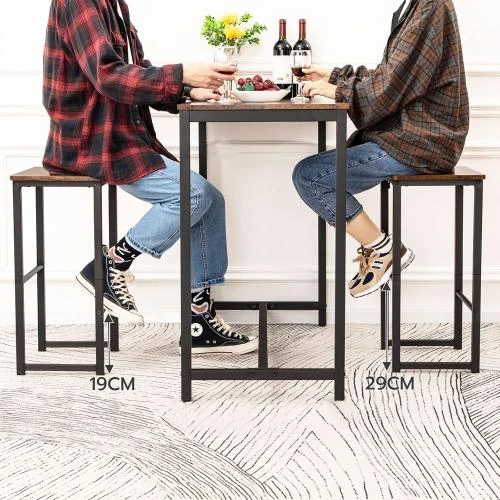 Zoom sur Chaises de Bar Hoobro, Tabourets Hauts, Marron Rustique