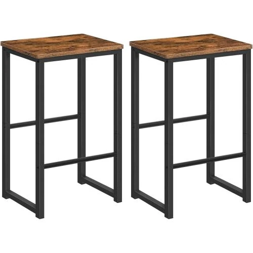Chaises de Bar Hoobro, Tabourets Hauts, Marron Rustique - Vue principale