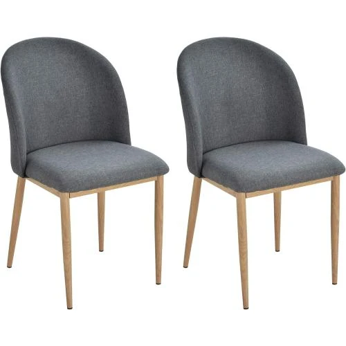 Chaises Salle à Manger, Lot 2, Métal, Imitation Bois, Gris - Vue principale