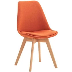 Chaise Salle à Manger Linares Design Velours Orange Structure Bois