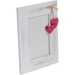 Cadre Photo Bois Blanc, Coeurs Rouges, Nicola Spring