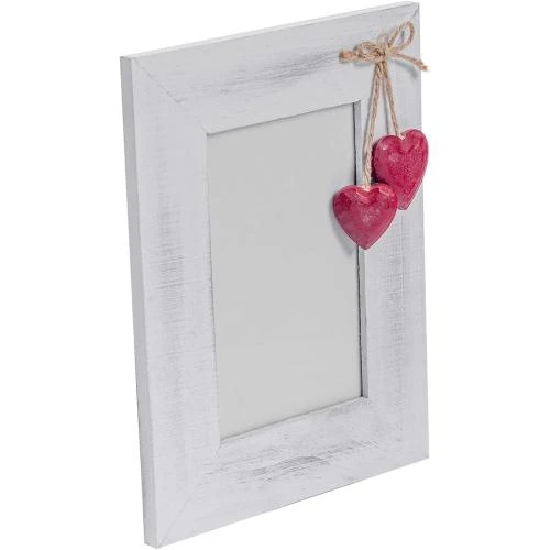 Cadre Photo Bois Blanc, Coeurs Rouges, Nicola Spring - Vue principale