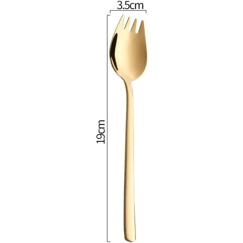 Détail de Sporks 6 Couverts Salade Acier Inoxydable Doré ZEARE