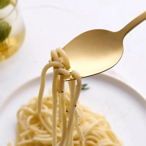 Zoom sur Sporks 6 Couverts Salade Acier Inoxydable Doré ZEARE
