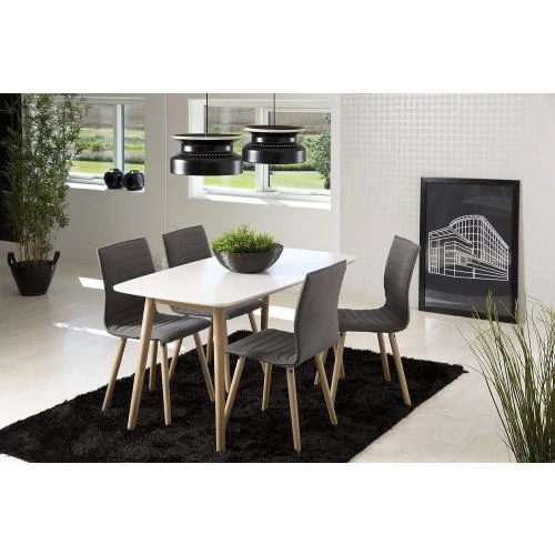 Détail de Table à Manger Rectangulaire Blanc Bois AC Design Furniture