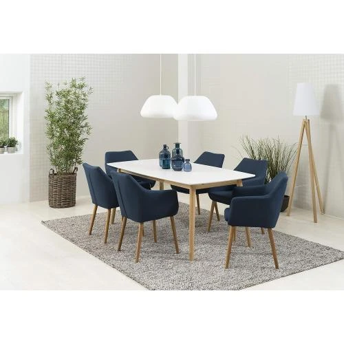 Zoom sur Table à Manger Rectangulaire Blanc Bois AC Design Furniture