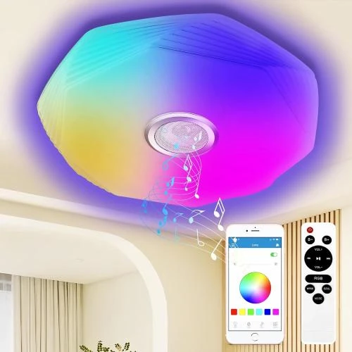 Plafonnier LED Dimmable CheDux, Bluetooth, RGB, Télécommande - Vue principale